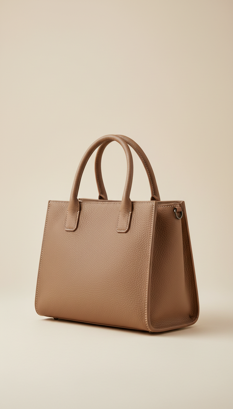 Structured Leather Tote with Interior Divider