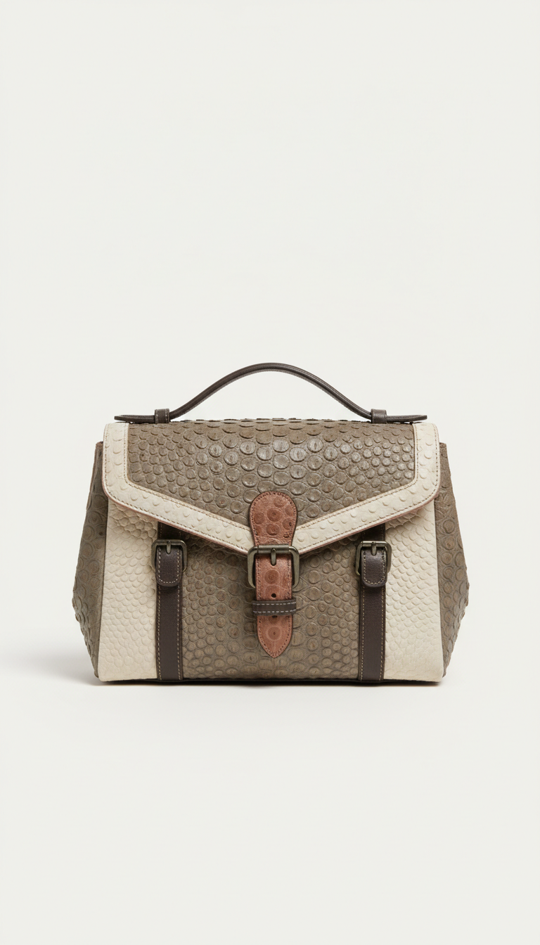 Exotic Skin Satchel with Subtle Grain