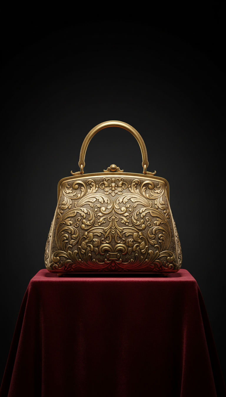 Gilded bronze top-handle handbag