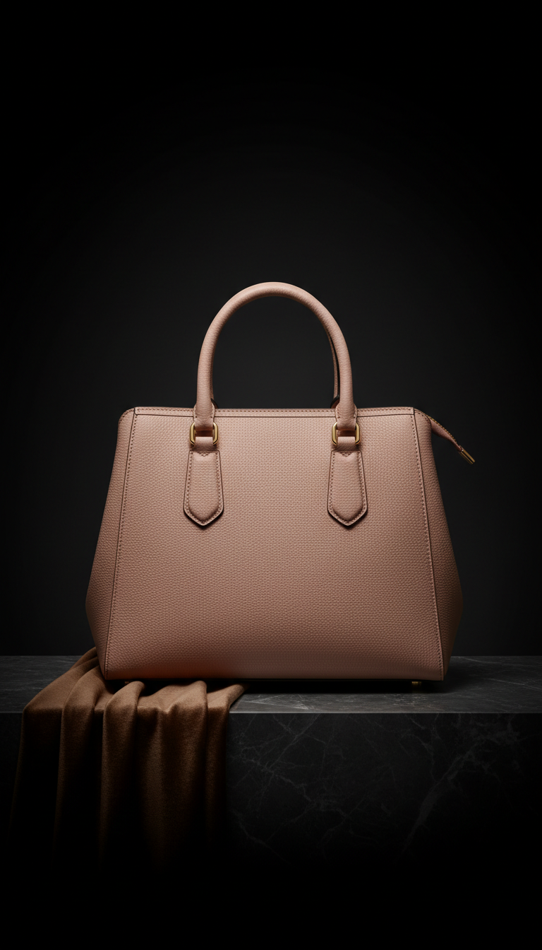 Rose sand structured tote handbag
