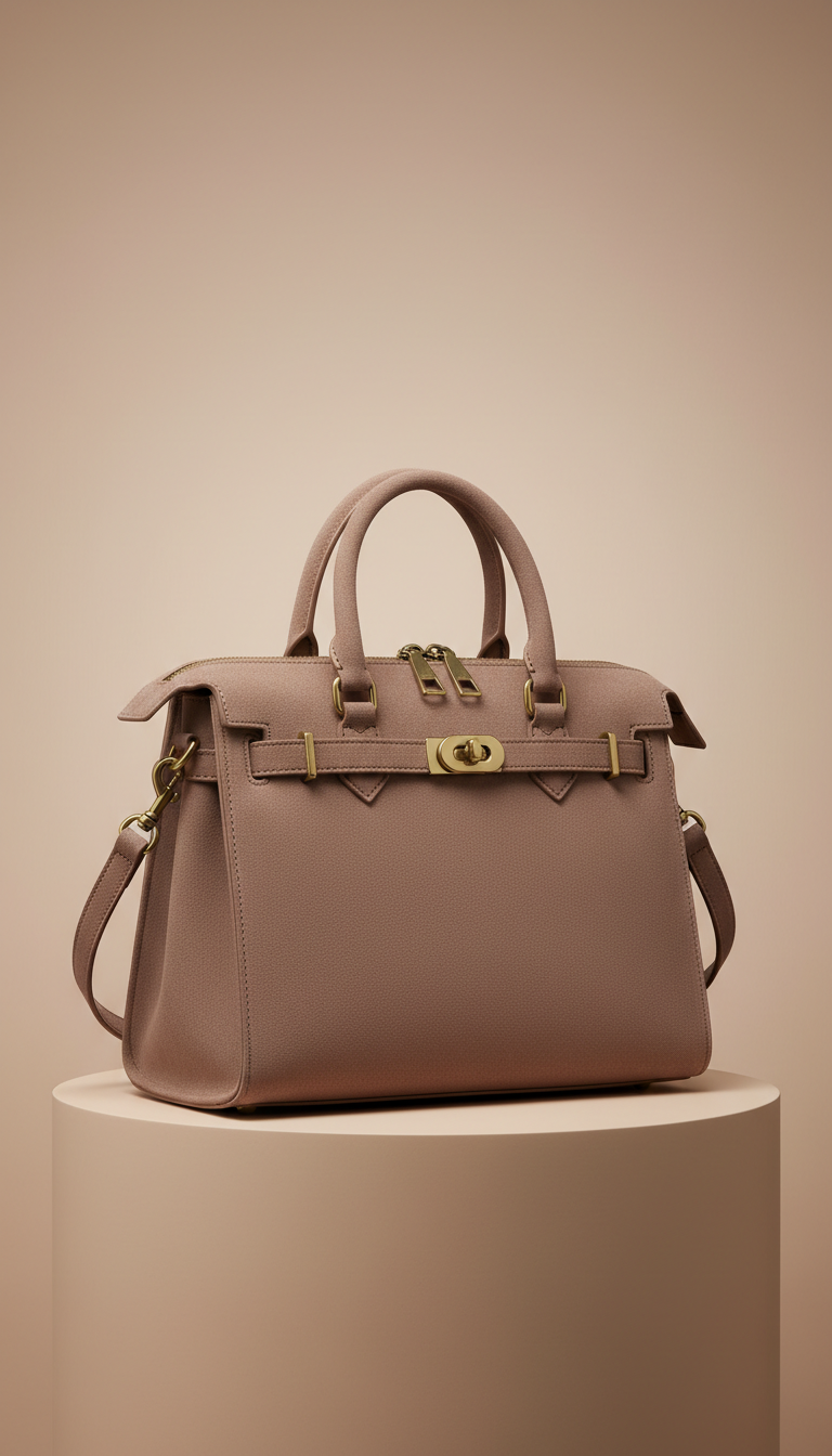 Mink Suede top-handle satchel